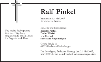 Traueranzeige von Ralf Pinkel von Trauerportal Rhein Main Presse