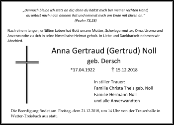 Traueranzeige von Anna Gertraud Noll von 205 HA - Hinterländer Anzeiger (130)