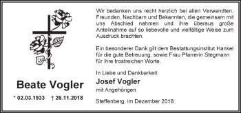 Traueranzeige von Beate Vogler von 205 HA - Hinterländer Anzeiger (130)