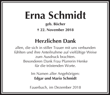 Traueranzeige von Erna Schmidt von 561 Kreisanzeiger