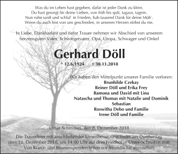 Traueranzeige von Gerhard Döll von 561 Kreisanzeiger