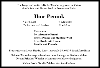 Traueranzeige von Ihor Peniuk von 201 WNZ - Wetzlarer Neue Zeitung (110)