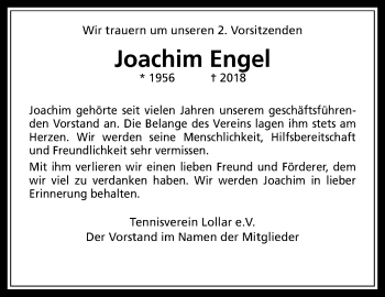 Traueranzeige von Joachim Engel von 560 Gießener Anzeiger