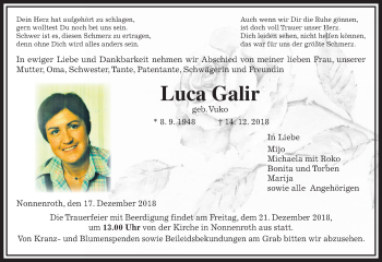 Traueranzeige von Luca Galir von 560 Gießener Anzeiger
