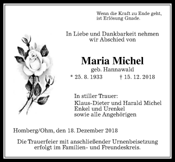 Traueranzeige von Maria Michel von VRM Trauer