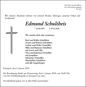 Traueranzeige von Edmund Schultheis von 205 HA - Hinterländer Anzeiger (130)