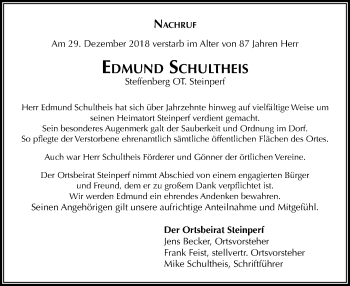 Traueranzeige von Edmund Schultheis von 205 HA - Hinterländer Anzeiger (130)
