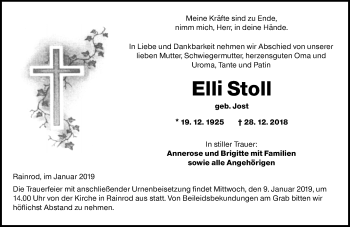 Traueranzeige von Elli Stoll von 561 Kreisanzeiger