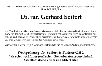 Traueranzeige von Gerhard Seifert von 561 Kreisanzeiger