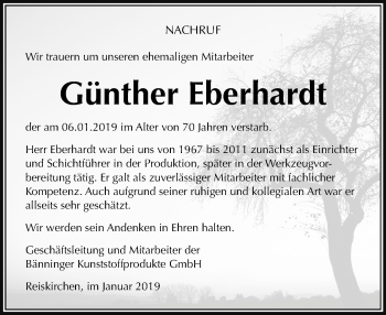 Traueranzeige von Günther Eberhardt von 560 Gießener Anzeiger
