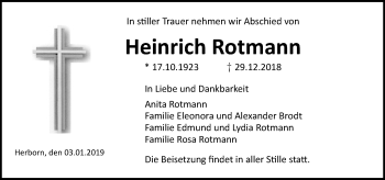 Traueranzeige von Heinrich Rotmann von 202 Dill Block (120)