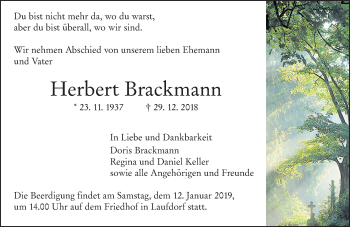 Traueranzeige von Herbert Brackmann von 201 WNZ - Wetzlarer Neue Zeitung (110)