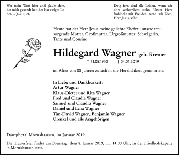Traueranzeige von Hildegard Wagner von 205 HA - Hinterländer Anzeiger (130)