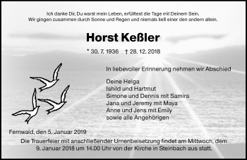 Traueranzeige von Horst Keßler von 560 Gießener Anzeiger