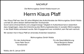 Traueranzeige von Klaus Pfaff von 561 Kreisanzeiger Traueranzeige von Klaus Pfaff von 561 Kreisanzeiger