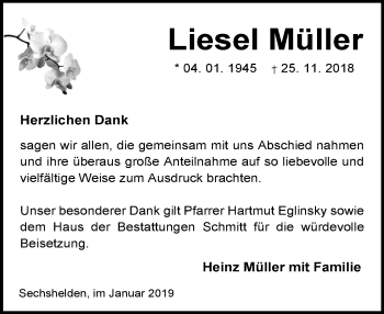 Traueranzeige von Liesel Müller von 202 Dill Block (120)