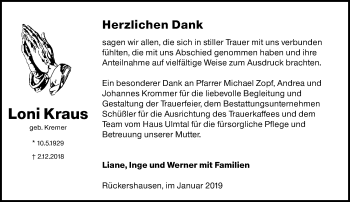 Traueranzeige von Loni Kraus von 206 WT - Weilburger Tageblatt (140)