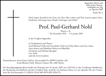 Traueranzeige von Paul-Gerhard Nohl von 202 Dill Block (120)