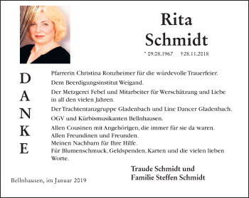 Traueranzeige von Rita Schmidt von 205 HA - Hinterländer Anzeiger (130)