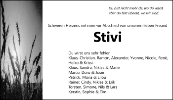 Traueranzeige von Stivi  von 564 Usinger Anzeiger