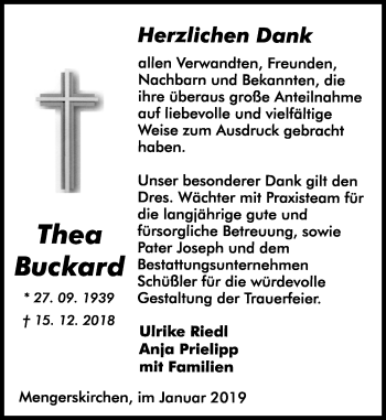 Traueranzeige von Thea Buckard von 206 WT - Weilburger Tageblatt (140)