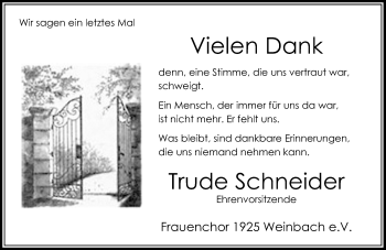 Traueranzeige von Trude Schneider von 206 WT - Weilburger Tageblatt (140)