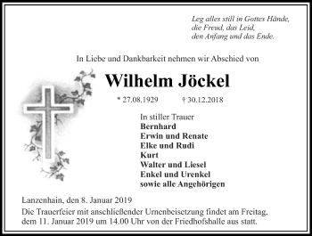 Traueranzeige von Wilhelm Jöckel von VRM Trauer