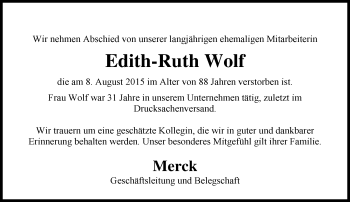 Traueranzeige von Edith-Ruth Wolf von trauer.echo-online.de