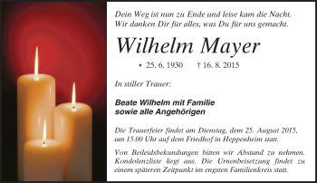Traueranzeige von Wilhelm Mayer von trauer.echo-online.de