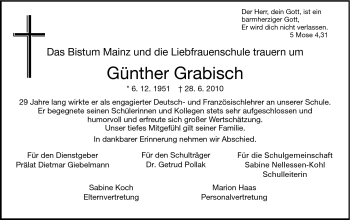 Traueranzeige von Grabisch Günther von Starkenburger Echo