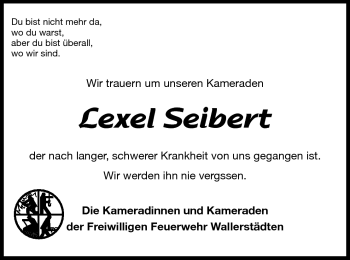 Traueranzeige von Lexel Seibert von Rüsselsheimer Echo, Groß-Gerauer-Echo, Ried Echo