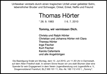 Traueranzeige von Thomas Hörter von Echo-Zeitungen (Gesamtausgabe)