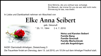 Traueranzeige von Elke Anna Seibert von Echo-Zeitungen (Gesamtausgabe)