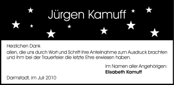Traueranzeige von Jürgen Kamuff von Darmstädter Echo, Odenwälder Echo, Rüsselsheimer Echo, Groß-Gerauer-Echo, Ried Echo