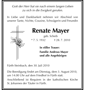 Traueranzeige von Renate Mayer von Starkenburger Echo