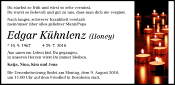 Traueranzeige von Edgar Kühnlenz von Echo-Zeitungen (Gesamtausgabe)