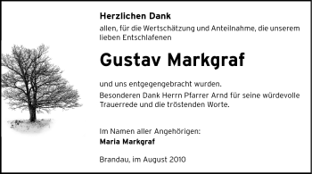 Traueranzeige von Gustav Markgraf von Echo-Zeitungen (Gesamtausgabe)