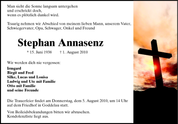 Traueranzeige von Stephan Annasenz von Echo-Zeitungen (Gesamtausgabe)