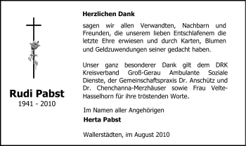 Traueranzeige von Rudi Pabst von Rüsselsheimer Echo, Groß-Gerauer-Echo, Ried Echo