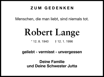 Traueranzeige von Robert Lange von Odenwälder Echo
