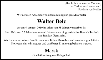 Traueranzeige von Walter Betz von Echo-Zeitungen (Gesamtausgabe)