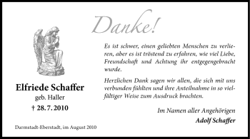 Traueranzeige von Elfriede Schaffer von Echo-Zeitungen (Gesamtausgabe)