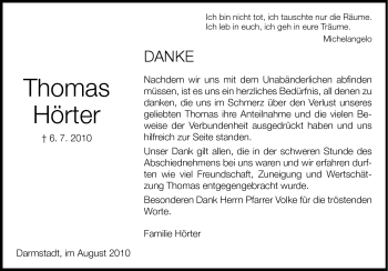 Traueranzeige von Thomas Hörter von Echo-Zeitungen (Gesamtausgabe)