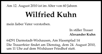 Traueranzeige von Wilfried Kuhn von Echo-Zeitungen (Gesamtausgabe)
