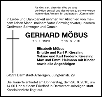 Traueranzeige von Gerhard Möbus von Echo-Zeitungen (Gesamtausgabe)