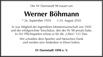 Traueranzeige von Werner Böhmann von Echo-Zeitungen (Gesamtausgabe)