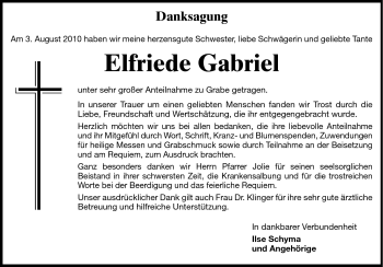 Traueranzeige von Elfriede Gabriel von Echo-Zeitungen (Gesamtausgabe)