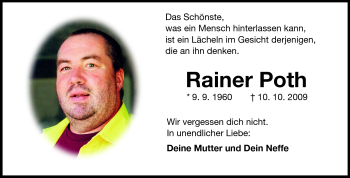 Traueranzeige von Rainer Poth von Rüsselsheimer Echo, Groß-Gerauer-Echo, Ried Echo