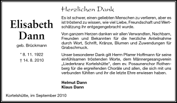 Traueranzeige von Elisabeth Dann von Odenwälder Echo