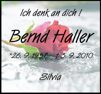 Traueranzeige von Bernd Haller von Echo-Zeitungen (Gesamtausgabe)